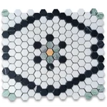 T31F6XH Thassos White Marble Hexagon Snowflake Mosaic Tile Black Green Gold New. Price: $54.99.