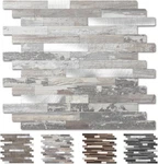Light Rustic Peel And Stick Wood Metal Backsplash Tiles - 10 Sheets, 12"X12 New. Price: $66.99.