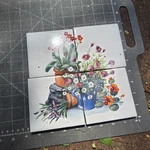 Used Vintage Banan Appeal 4 Pc Ceramic Art Tile Mural Flower Garden Pots 8X8. Price: $17.46.