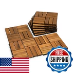 Victory Relax Interlocking Acacia Wood Deck Tiles, 9-PACK, 12 Slats, Waterproof New. Price: $72.97.