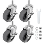 Wharstm Wheels, 3" Locking Swivel Stem Casters Set Of 4, 3/8", Grey New. Price: $20.39.