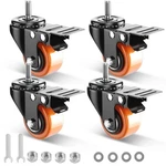 Inch Wheels, Threaded Stem Casters Set Of 4 Heavy 1/2"-13X1" Orange New. Price: $24.24.