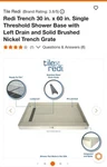 Tile Redi 30X60 Beige Pvc Shower Base Left Drain Single Threshold W/ Grate New. Price: $150.00.