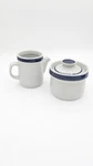 Msi Blue Monterrey Stoneware Sugar Bowl Cream Pitcher Set Ring Japan Used. Price: $19.99.