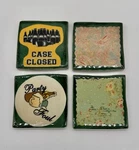 Set Of 4 Tile Coasters Made In Italy Floral Beer Ceramiche Duraker Floor Gres Used. Price: $21.00.
