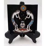 Earthtones Kokopelli Flute Dancing Ceramic Tile Trivet Wall Plaque Southwestern Used. Price: $11.90.