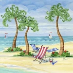 Ceramic Backsplash Tile Mural Beach Scene Seaside - Whimsy Bay Sling Chairs New. Price: $162.00.