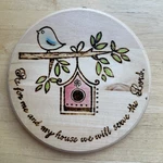 Vintage Wall Art 7.5 Inch As For Me And My House Wood Paint Burn Bird Christian Used. Price: $25.00.