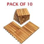 Pack 10 Rakyto Interlocking Waterproof Patio Tiles Solid Acacia Wood New Open. Price: $34.96.