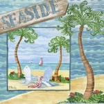 Ceramic Backsplash Tile Mural Beach Scene Seaside Ocean - Whimsy Bay Collage New. Price: $192.00.