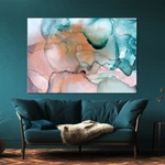 Abstract Watercolor Canvas, Teal Blush Wall Art, Modern Print, Ready To Hang New. Price: $160.00.