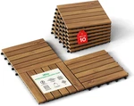 Waterproof Acacia Wood Interlocking Deck Tiles - 10PCS, 9.6 Sqft, Golden New. Price: $83.99.