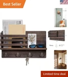 Elegant Wooden Key And Mail Holder Rack With Double Hooks & Floating Shelf New. Price: $36.51.