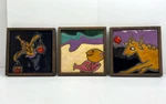 Set Of 3 Mid-century Modern Square Ceramic Tile Wall Hanging Bright Colors Used. Price: $21.95.
