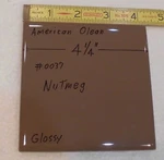Pc. Nutmeg: Glossy Ceramic Tile #37 By American Olean 4-1/4" New, Dark-brown Open. Price: $9.55.