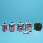 Dollhouse Miniature Red Enamelware Canister Set With Scoop CAR0838 New. Price: $10.79.
