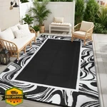 Garvee 5X8 Outdoor Rug Black Clover Patio Deck Carpet Reversible Foldable New. Price: $44.99.
