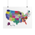 United States Map Rolled Poster, Colorful Labels Educational Wall Art New. Price: $32.65.