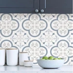 Blue Gray Lisbon Leaf Floral Tile Peel & Stick Backsplash Vinyl Wallpaper New. Price: $36.79.