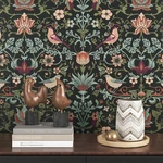 Skyblur Dark Vintage William Morris Wallpaper Bird Peel And Stick New. Price: $81.58.