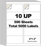 5000 Labels (500 Sheets) 2" X 4" Shipping Address 10-UP Mailing Stick New. Price: $75.99.