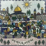 Vtg Hand Painted Jerusalem Ceramic Tile Wall Hanging Holy Land Souvenir 6X6 See Used. Price: $34.87.