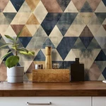 Livelynine Peel & Stick Wallpaper 17.5X591 Navy Blue Gold Geometric New. Price: $49.99.