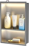 Led Shower Niche 18"X12" Brushed Stainless Steel With 2-TIER Waterproof Shelf New. Price: $222.99.