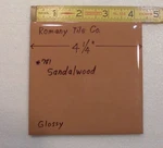 Pc. Sandalwood Medium Brown: 4-1/4" Ceramic Tile By Romany Co. Nos Open. Price: $8.88.