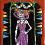 Fine Crafts Imports Catrina Day Dead Clay Tile Multicolor 6X6 Inch Small New. Price: $30.34.