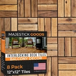 Interlocking Deck Tiles Balcony Decor 12"X12" Non-slip All Weather Acacia W... New. Price: $58.17.