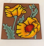 Carly Quinn Hand Painted Southwest Terra Cotta Tile Glazed Trivet Square 6X6 New. Price: $30.00.