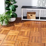 Phuket Acacia Wood Interlocking Patio Deck Tiles - Set Of 10, 12"X12 New. Price: $79.99.