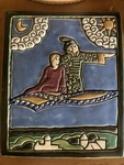 Pewabic Detroit 2004 Aladdin Flying Carpet Signed Limited Edition Art Tile Used. Price: $975.00.
