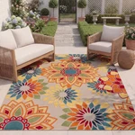 Washable Rug Outdoor Cabana 8 X 10 Ivory Orange Non Shedding CBN391A Safavieh New. Price: $259.99.