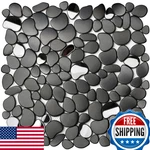 Primoon Black Backsplash Pebble Metal Mosaic Tiles For Kitchen New. Price: $157.09.