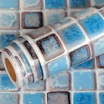 Livelynine Waterproof Wallpaper For Bathroom 15.8" X 78.8", Blue Mosaic Tiles. Price: $15.44.