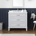 Home Decorators Pinestream 36 X 34" Single Sink Bath Vanity Gray White Stone Top New. Price: $510.00.