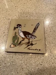 Cleo Teissedre Vintage Pottery Tile Coaster Trivet Hand Painted Roadrunner 6X6 Used. Price: $10.00.