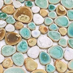 Ceramic Pebble Mosaic Tile Aqua Beige White Glossy Wall Backsplash Bathroom New. Price: $132.58.
