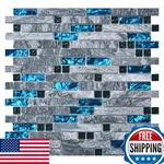 ART3D Grout Decorative Tile Blue/gray Glass For Kitchen Backsplash Bathroom New. Price: $54.72.