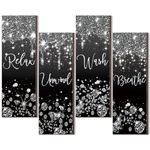 4 Pcs Black And Silver Bathroom Wall Decor Glitter Diamond Wooden Living Room... New. Price: $14.46.