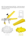 Dgsl Tile Leveling System With Plier 1200-PIECE Spacers Clips And 300-PIECE Re Open. Price: $39.95.