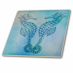 3DROSE 79382 Aqua Seahorses Beach Theme Vintage Art Ceramic Tile, 8-INCH New. Price: $22.99.