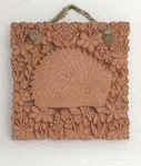 Hedgehog Garden Tile Wall Piece 3 7/8" Square Black Dog Of Wells United Kingdom Used. Price: $16.75.
