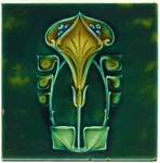 Art Nouveau Green Moulded Majolica Tile By Henry Richards C1906. Price: $99.40.
