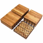 Costway 27PCS 12" X Acacia Wood Deck Tiles Interlocking Patio Stripe Pattern New. Price: $84.99.