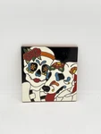 Sugar Skull Tile W Dog Day Of The Dead Ceramic Art Hand Painted 6X6 Used. Price: $19.99.