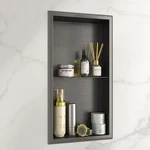 Shower Niche, 12" X 24" Black Stainless Steel Niches No Tile Needed, Two-tier... New. Price: $186.79.