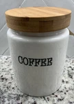 Cucina Coffee Canister White W/ Black Letters & Wood Top Nwt Farmhouse Decor Open. Price: $24.42.